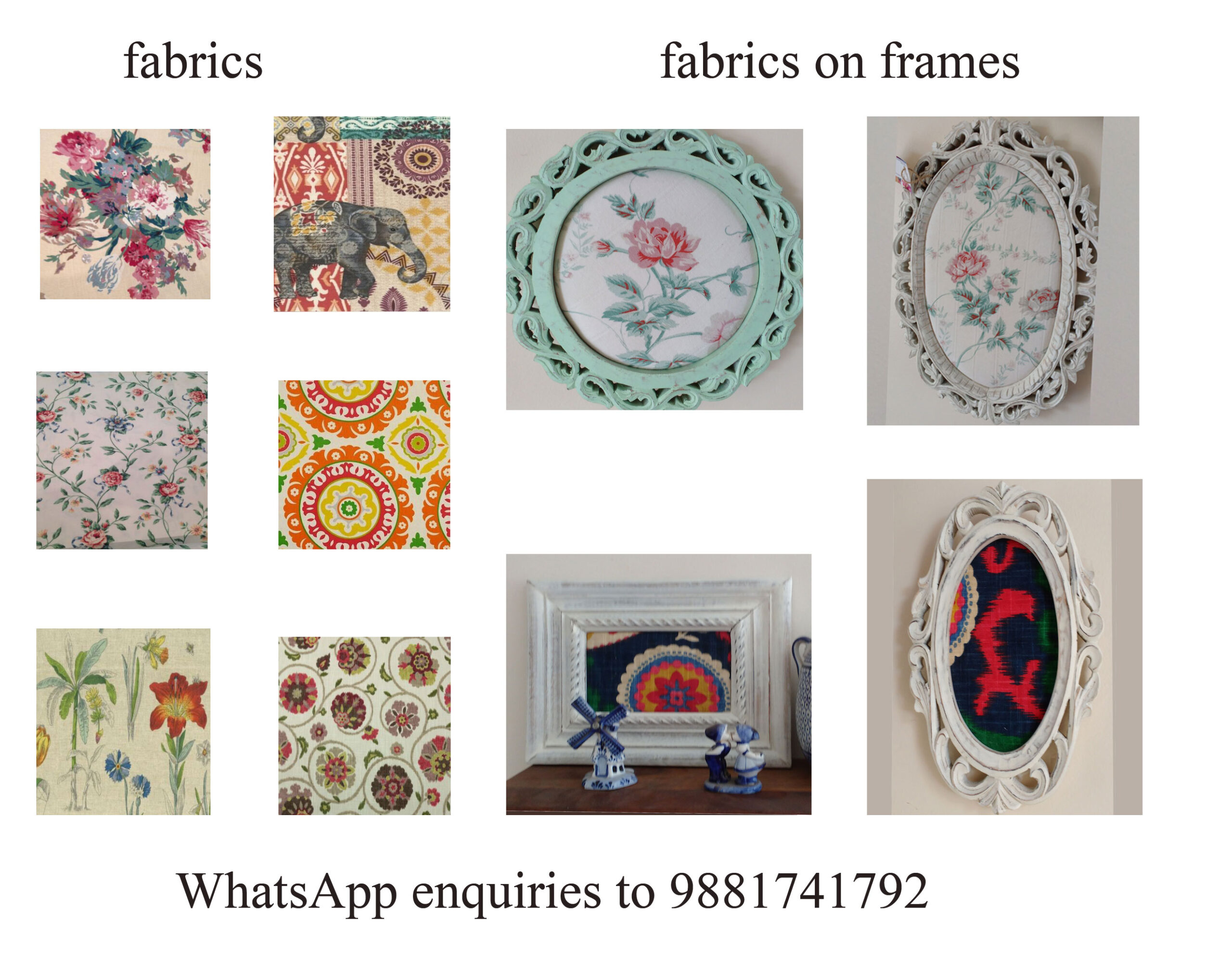 vintage fabric and thekeybunch decorative frames, paired with interesting vintage and suzani fabrics