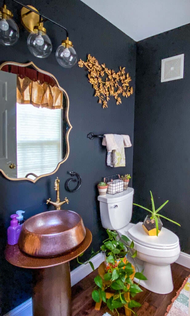 Chitra's Joy-Infused Boho Eclectic home | The beautiful powder room decor and design