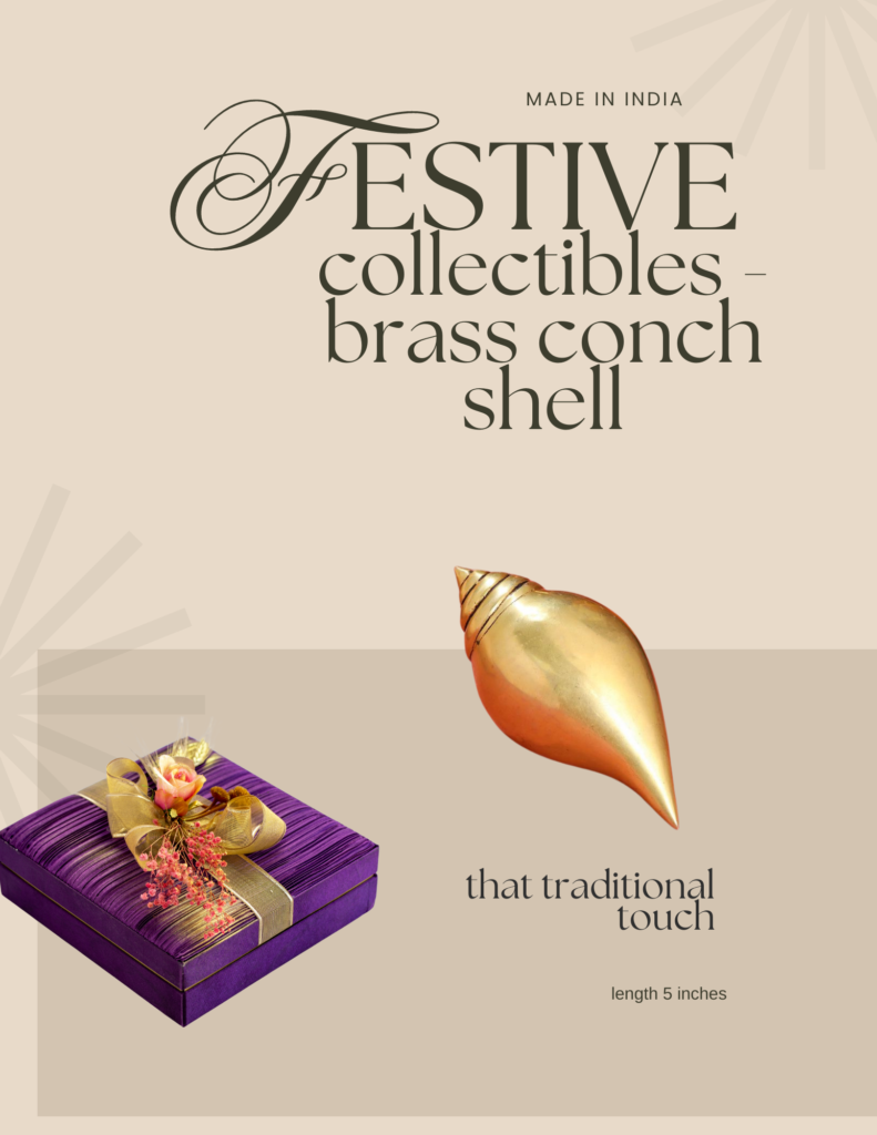 Indian festive home decor | brass conch shell