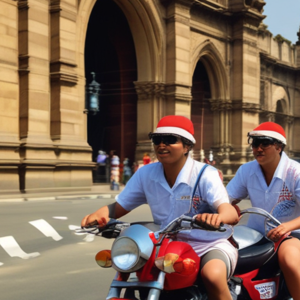 Mumbai kids on bikes and Santa caps | Indian Christmas Decor