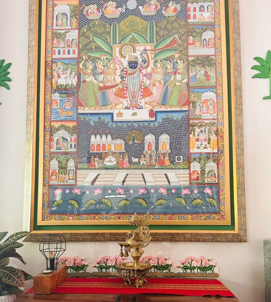 A Pichwai painting takes centre stage in living space