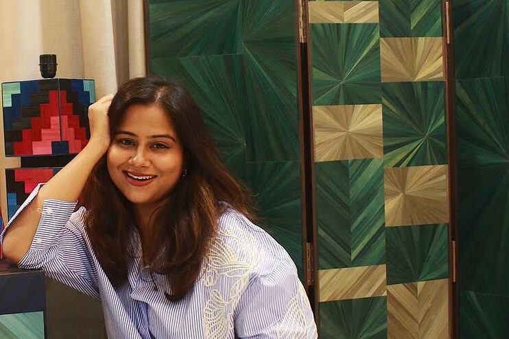 Aishwarya Sapkal of Mustard Design Studio with her Straw marquetry work 