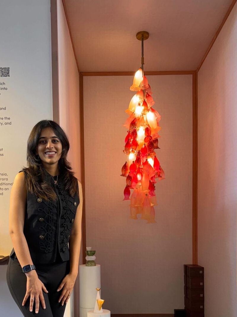 Shruti Ghuge with her stunning light installation at The Pune Design Show 2025